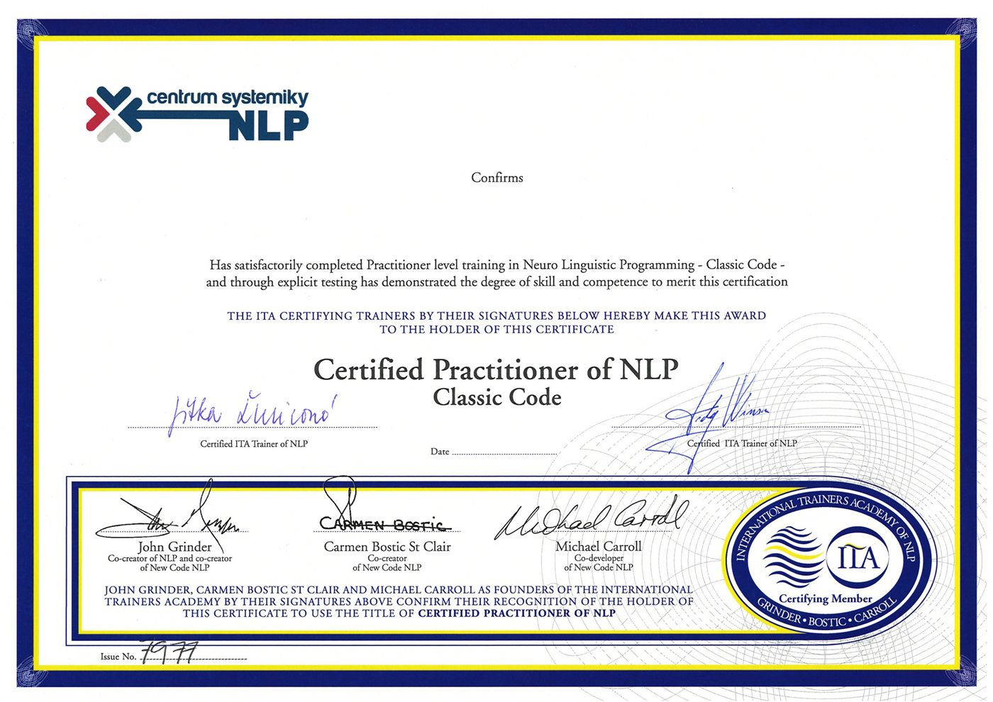 Mezinárodní certifikát NLP Practitioner ITCA NLP