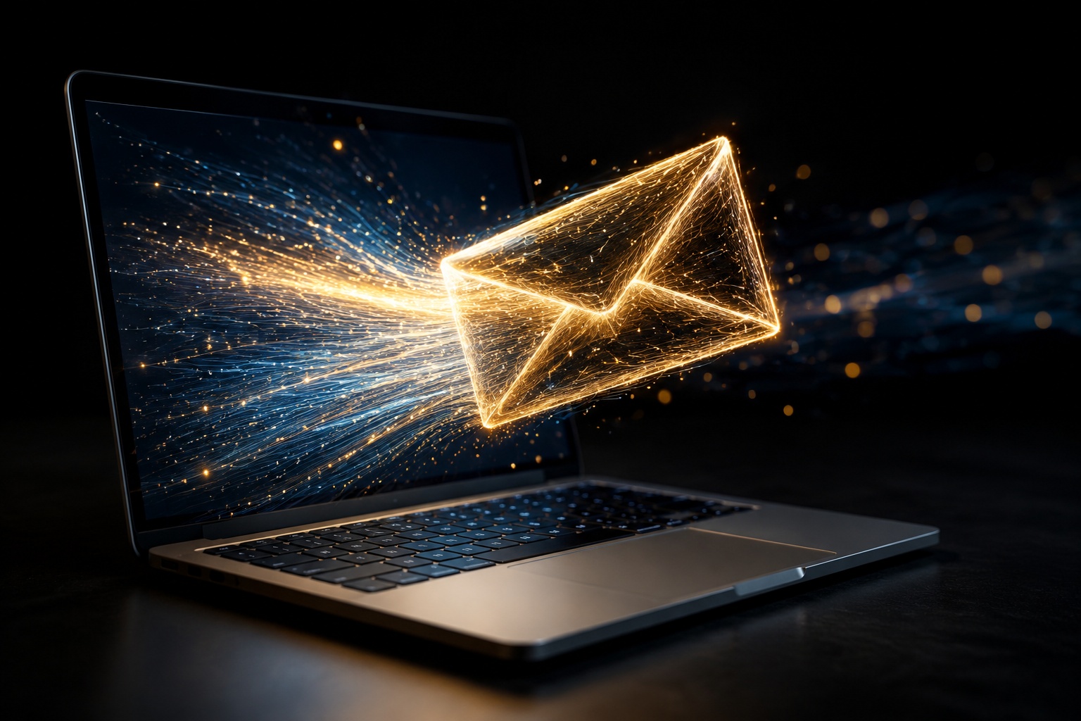 Zářící obálka ze světelných vláken — hypnotické e-maily